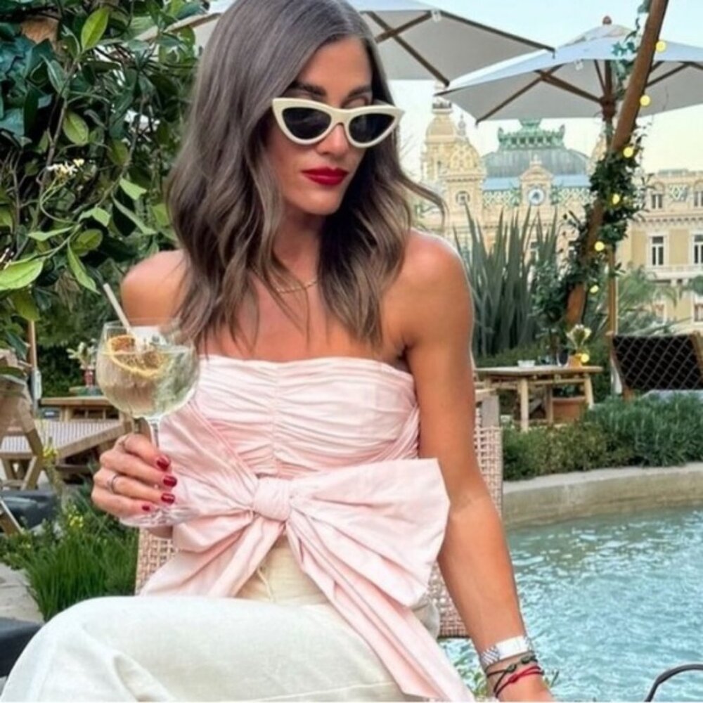 Zara Strapless Taffeta Bow Top